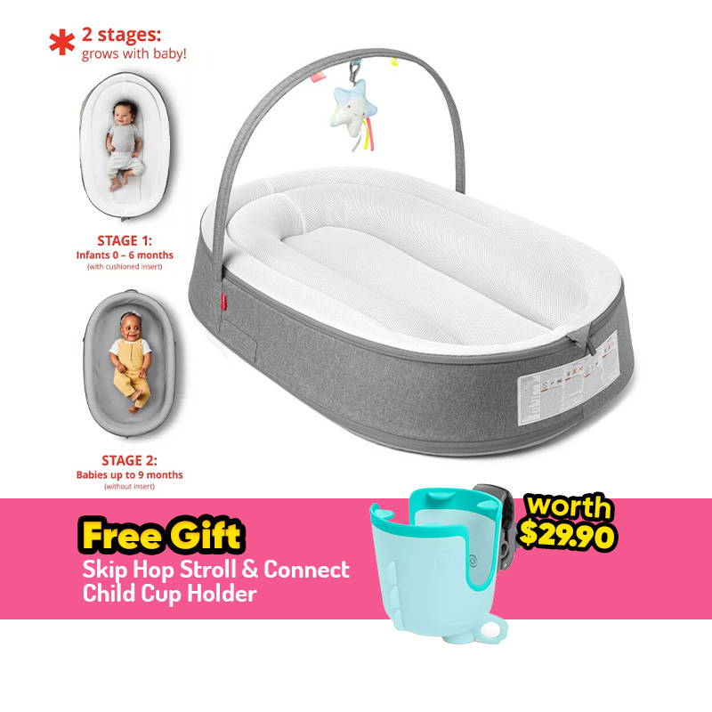 Skip Hop Playful Retreat Baby Nest - Grey Melange + FREE GIFT
